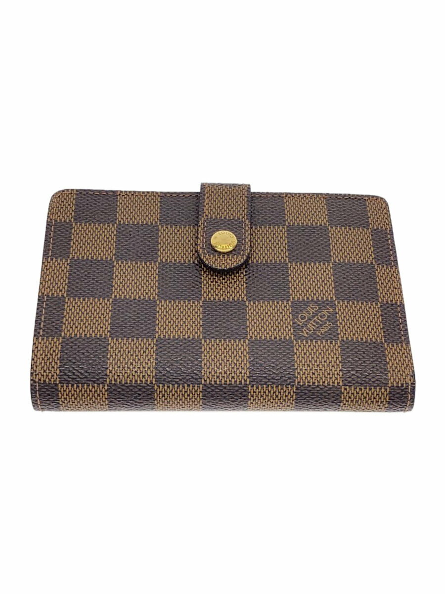 【中古】LOUIS VUITTON◆ポルト・フォイユ・ヴィエノワ_ダミエ・エベヌ_/レディース/ビニール/ブラウン【服飾雑貨他】