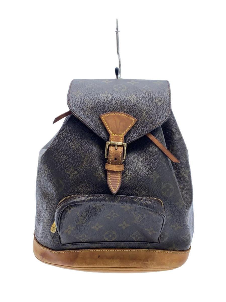 【中古】LOUIS VUITTON◆モンスリMM_モノグラム・キャンバス_BRW/PVC/BRW/総柄【バッグ】