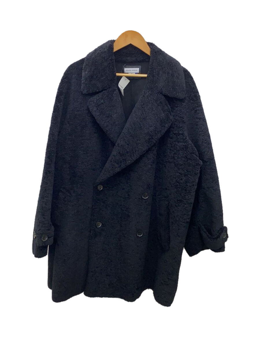 【中古】MAISON SPECIAL◆コート/2/ポリエステル/BLK/無地/11212161207/シャイニーボアプライムオーバーダブルハー【メンズウェア】