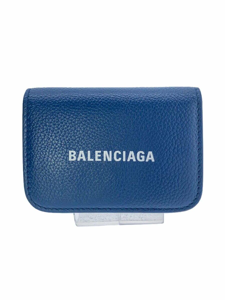 【中古】BALENCIAGA◆3つ折り財布/レザー/ネイビー/レディース/593813 4490 R 1317【服飾雑貨他】