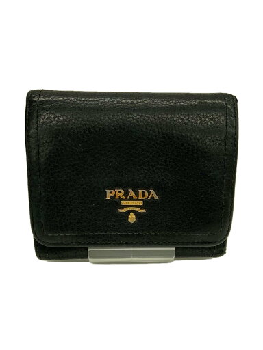 【中古】PRADA◆3つ折り財布/レザー/BLK/無地/レディース/ブラック【服飾雑貨他】 【中古】PRADA◆3つ折り財布/レザー/BLK/無地/レディース/ブラック【服飾雑貨他】