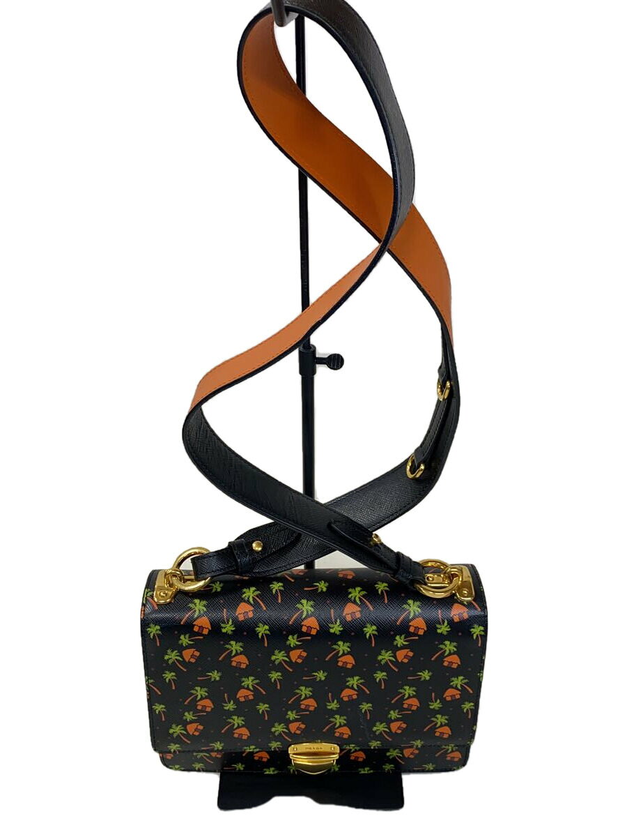 【中古】PRADA◆ショルダーバッグ/--/BLK/総柄/1BD057//【バッグ】