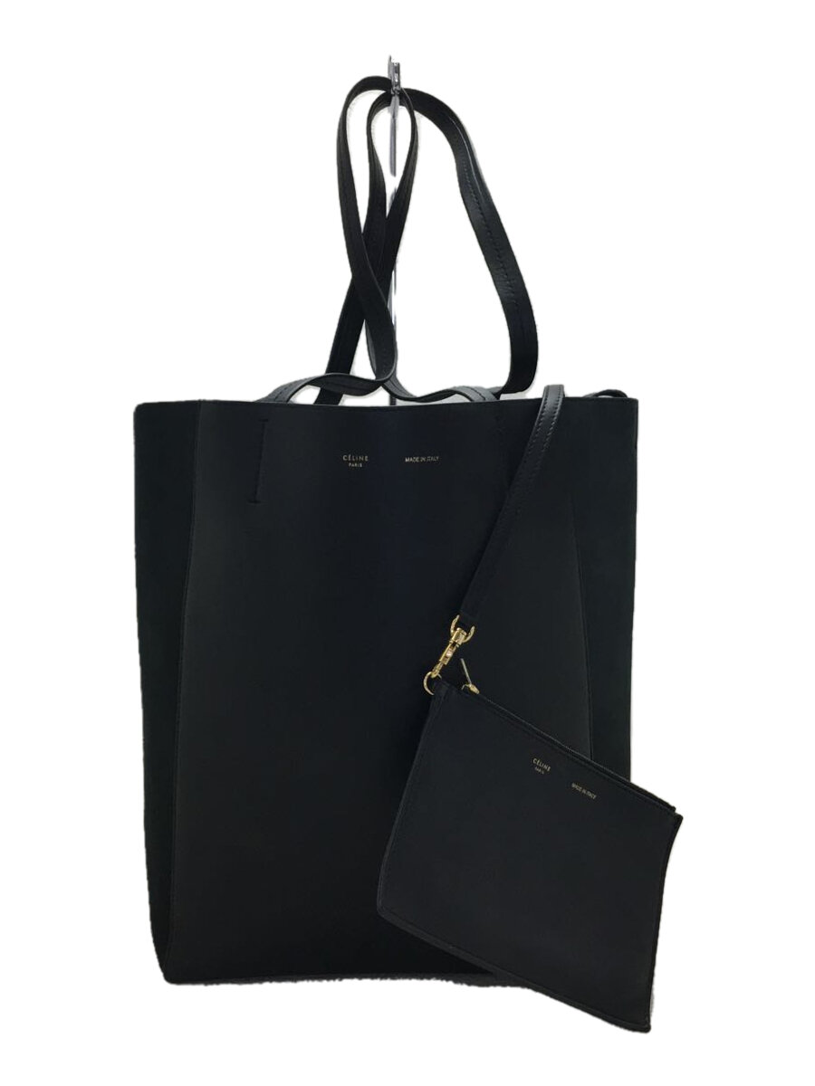 【中古】CELINE◆CABAS/スウェード切替/トートバッグ/レザー/ブラック//【バッグ】