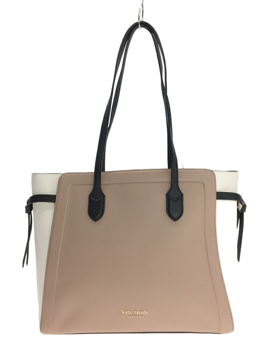 【中古】kate spade new york◆トートバッグ/--/BEG/無地/K7484/ノットカラーブロック【バッグ】