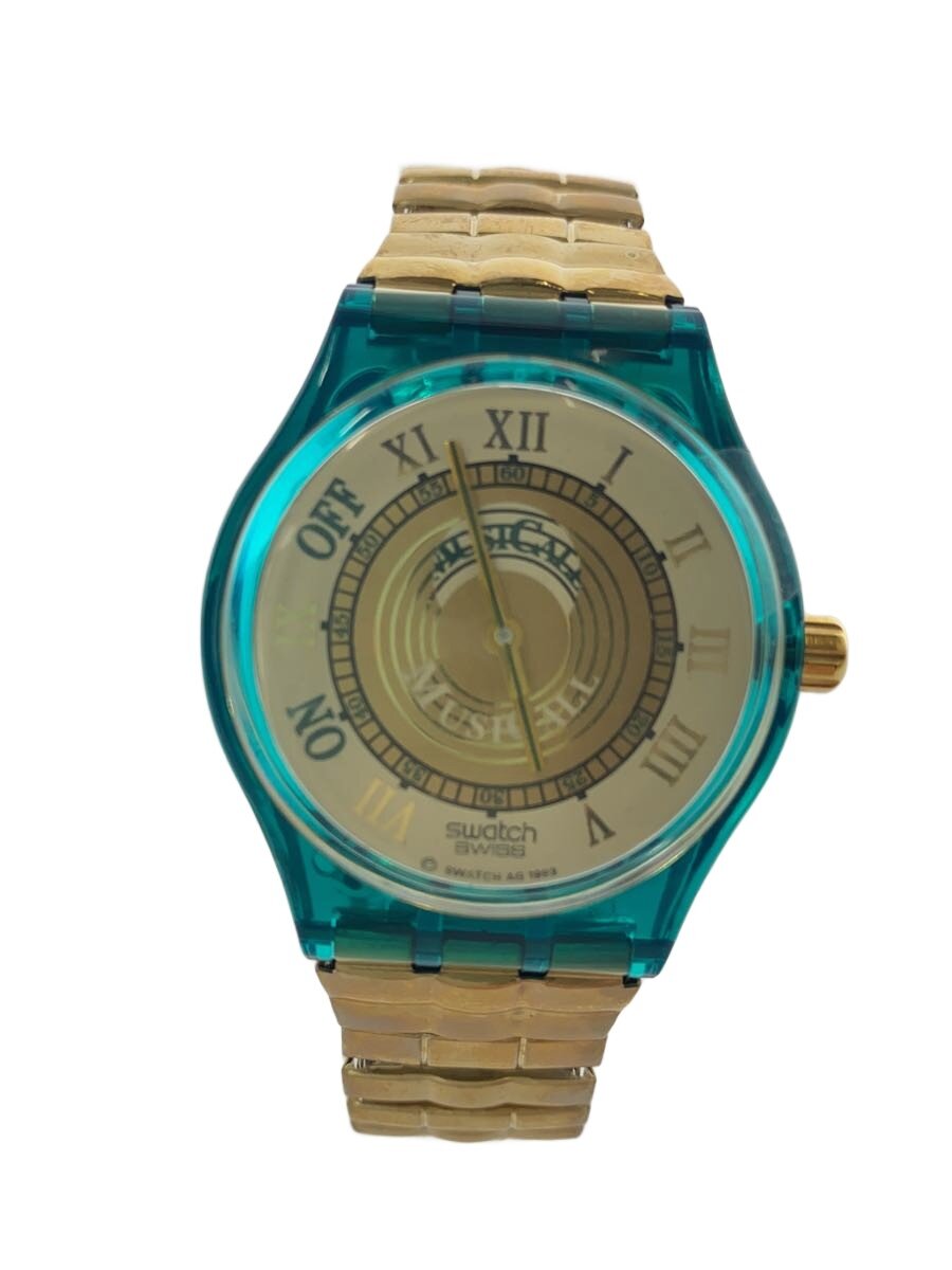 SWATCH◆クォーツ腕時計/アナログ/GRN/GLD