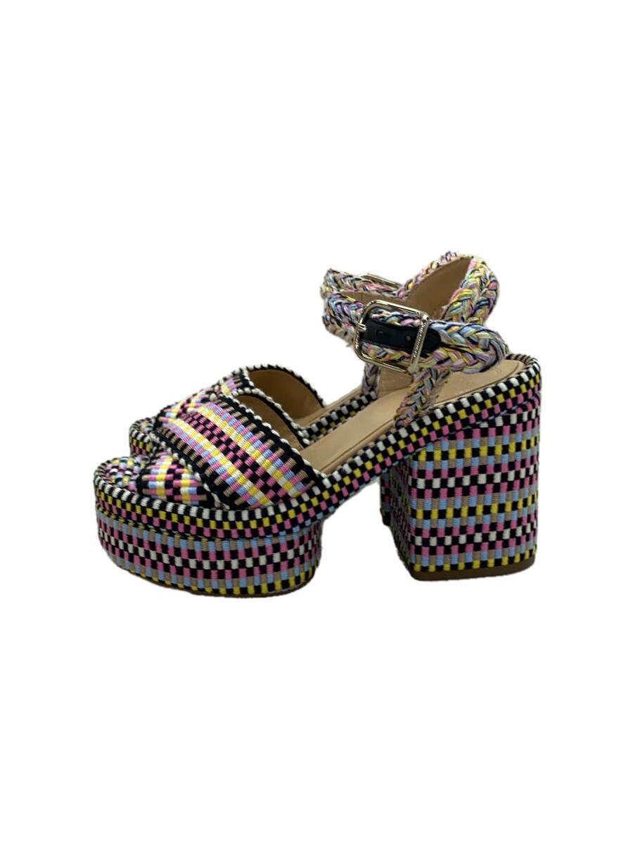 【中古】Chloe◆ODINA HIGH-HEEL SANDAL/ラフィア/サンダル/35/マルチカラー/コットン/032329【シューズ】