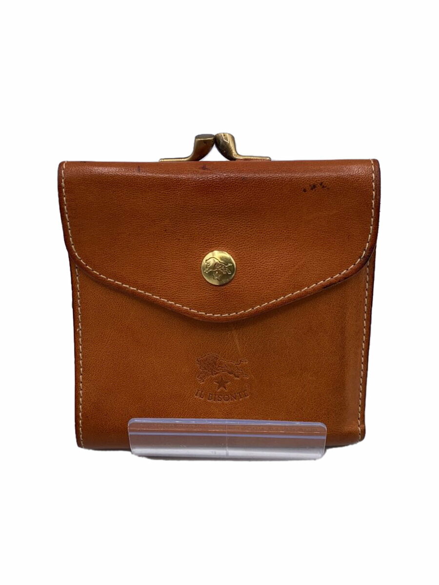【中古】IL BISONTE◆3つ折り財布/レザー/CML/無地/メンズ【服飾雑貨他】