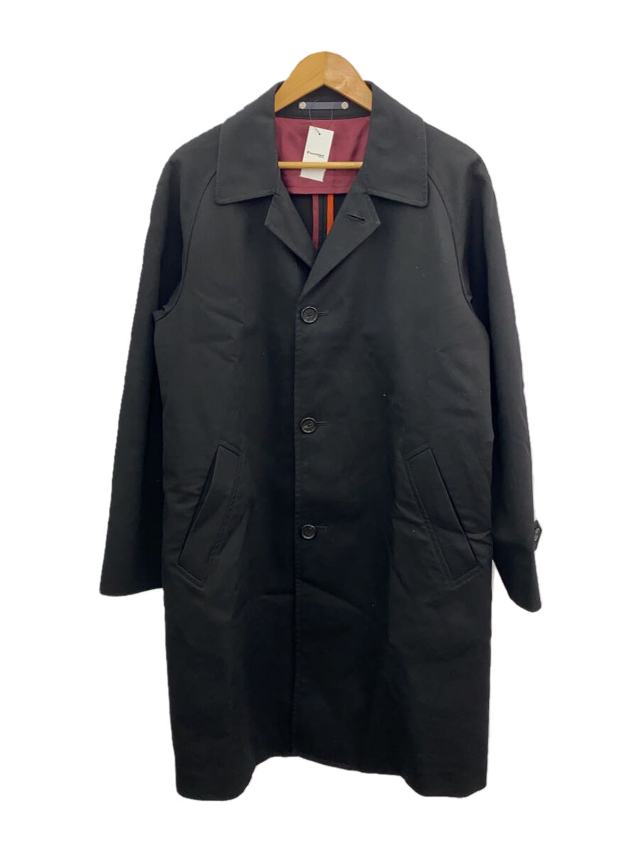 【中古】PS Paul Smith◆ダブルクロス ステンカラーコート/L/コットン/BLK/202118【メンズウェア】