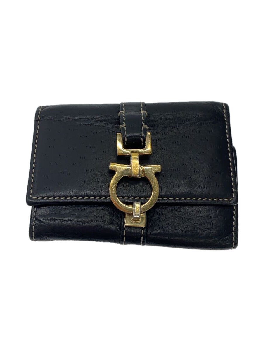 【中古】Salvatore Ferragamo◆キーケース/レザー/BLK/無地/レディース/DEPOS【服飾雑貨他】