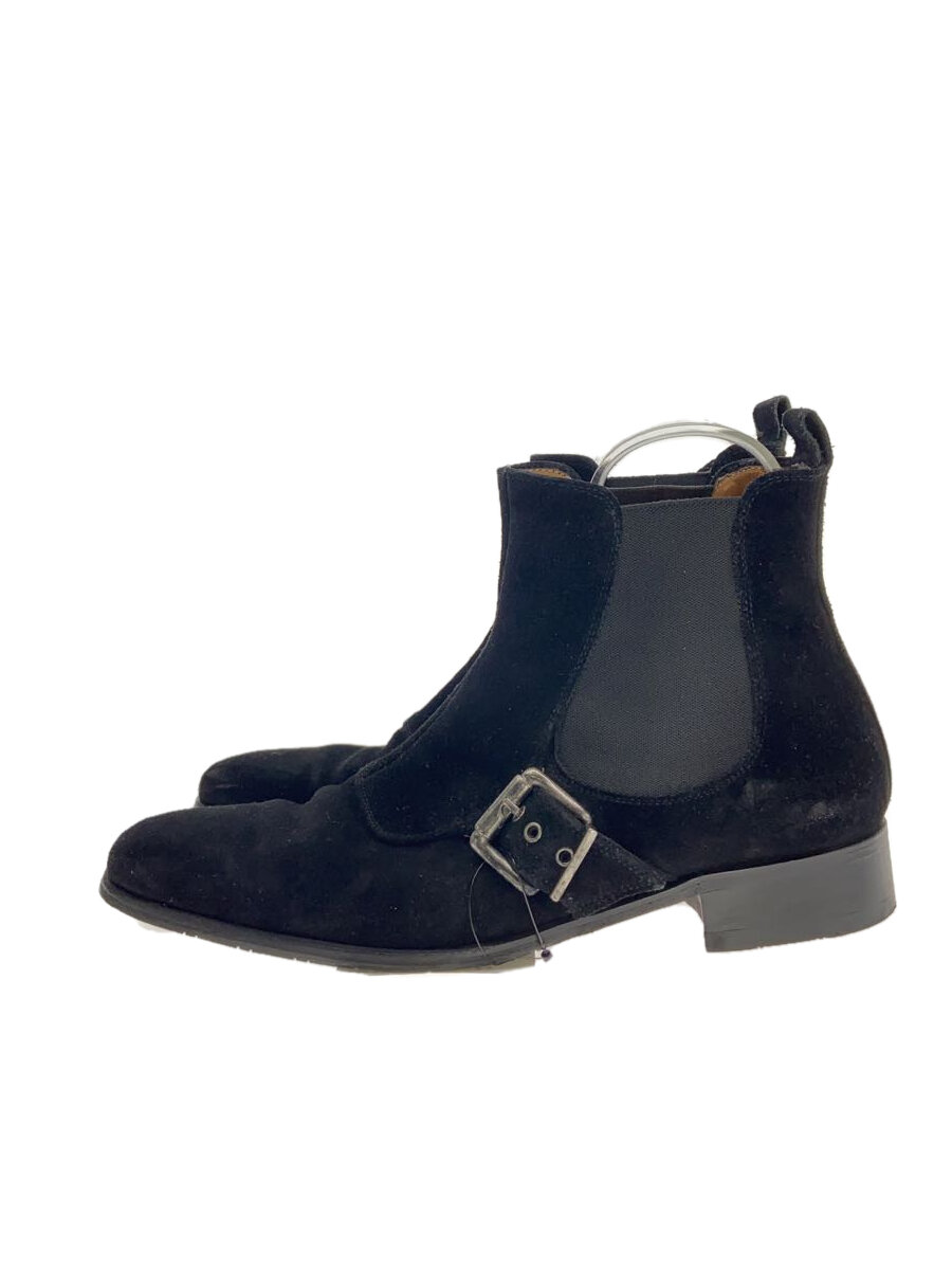 【中古】EPOCA UOMO◆サイドゴアブーツ/スウェード/US7/黒/レザー/17049/ソール亀裂有【シューズ】