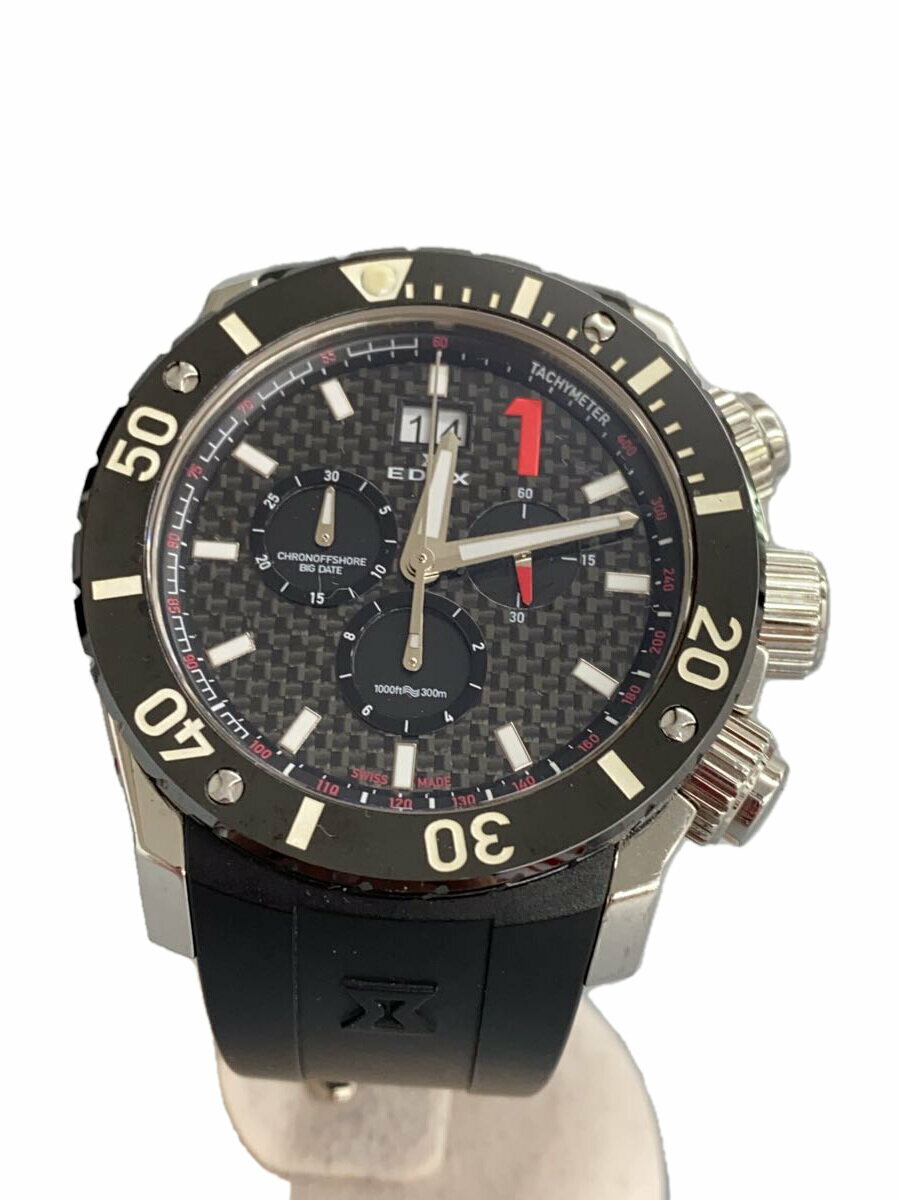 【中古】EDOX◆クォーツ腕時計/アナログ/ラバー/WHT/BLK/10021//【服飾雑貨他】