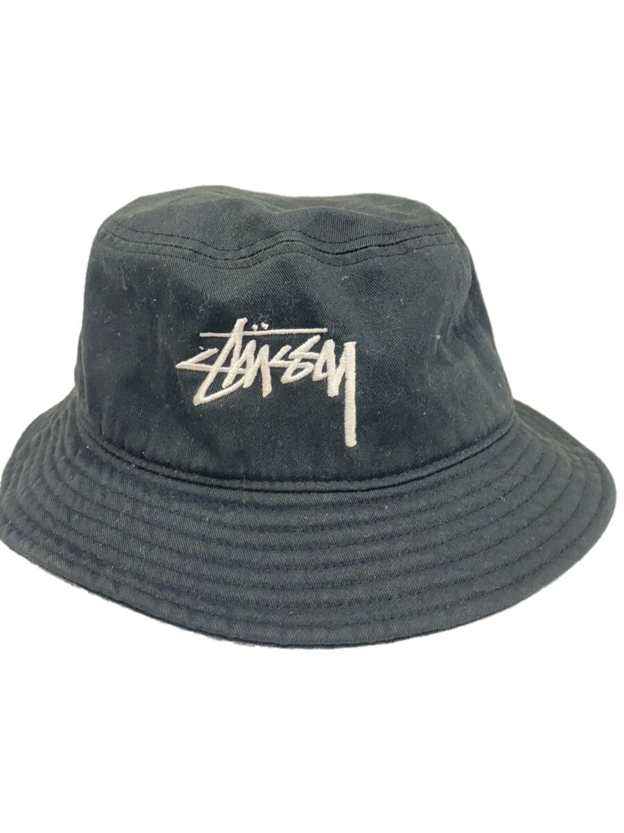 【中古】STUSSY◆バケットハット/S/コットン/BLK/メンズ【服飾雑貨他】