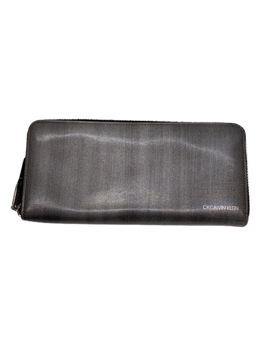 【中古】CK Calvin Klein◆長財布/牛革/SLV/無地/メンズ/345185【服飾雑貨他】(4.0)