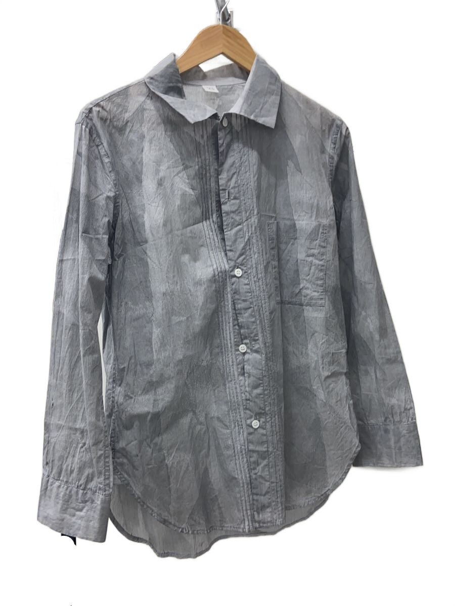 【中古】Y’s◆長袖シャツ/2/コットン/GRY/ストライプ/YG-B08-018【レディースウェア】
