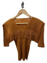【中古】PLEATS PLEASE ISSEY MIYAKE◆プリーツカットソー/フリンジ/3/ポリエステル/BEG/無地/PP91-JK094【レディースウェ...