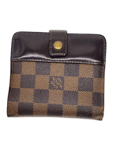 【中古】LOUIS VUITTON◆コンパクト・ジップ_ダミエ・エベヌ_BRW/PVC/BRW/レディース【服飾雑貨他】 【中古】LOUIS VUITTON◆コンパクト・ジップ_ダミエ・エベヌ_BRW/PVC/BRW/レディース【服飾雑貨他】