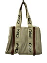 【中古】Chloe◆Woody/スモールトートバッグ/ハンドバッグ/キャンバス/WHT/03217565【バッグ】