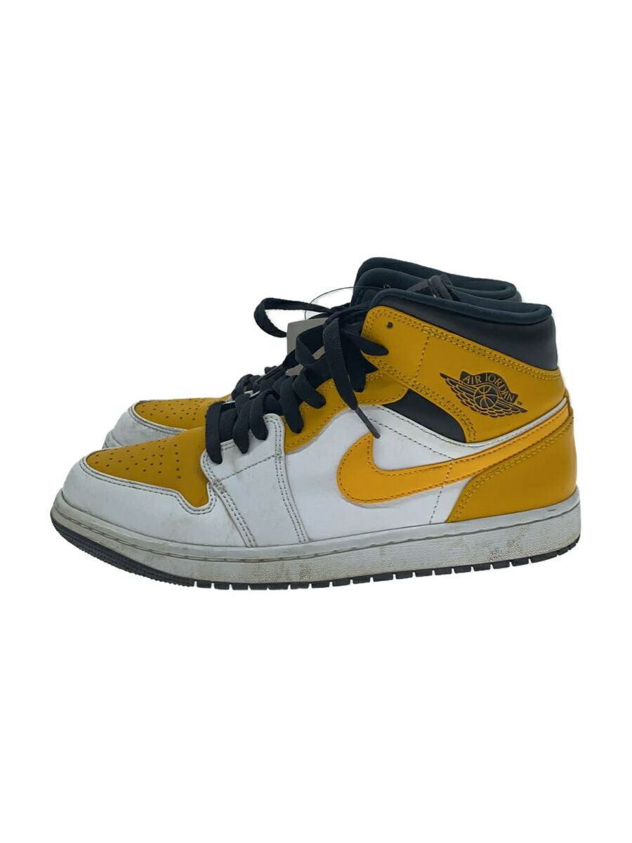 【中古】NIKE◆AIR JORDAN 1 MID_エア ジョーダン 1 ミッド/26.5cm/YLW【シューズ】