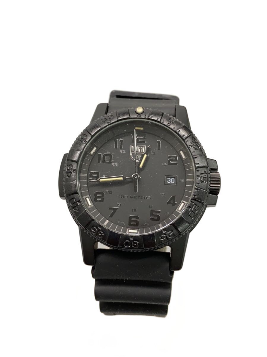 【中古】LUMINOX◆クォーツ腕時計/アナログ/ラバー/BLK/BLK/series 0320-1gbq h-3 lx【服飾雑貨他】
