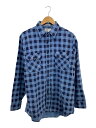 【中古】sears◆USA製/Perma-Prest/ネルシャツ/L/コットン/ブルー【メンズウェア】