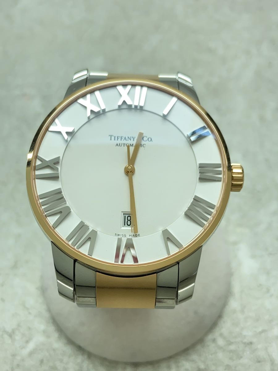 【中古】TIFFANY&Co.◆アトラスドーム/自動巻腕時計/アナログ/ステンレス/WHT/T1758/20231001日差+3【服飾雑貨他】