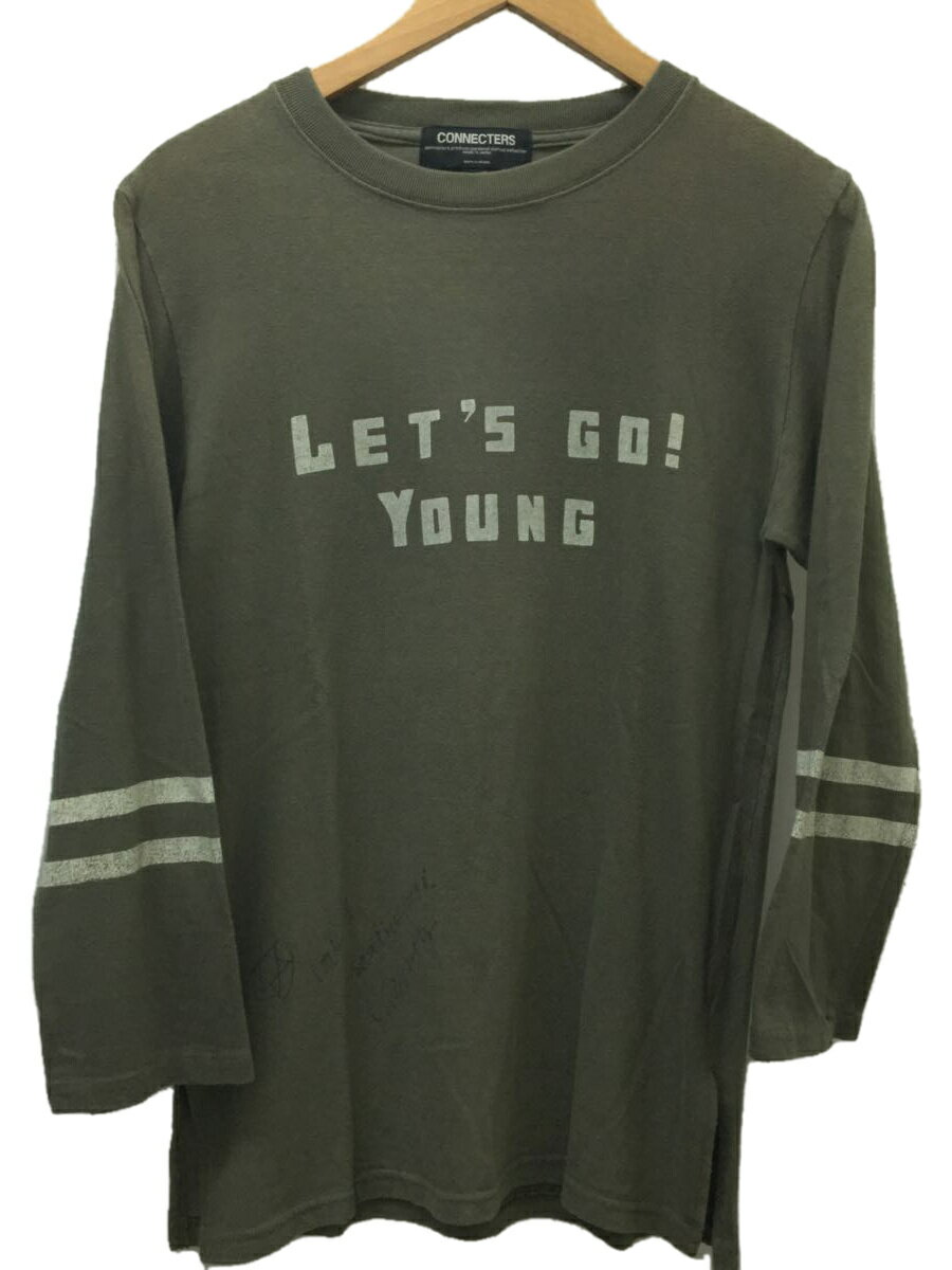 【中古】CONNECTERS◆CONNECTERS/LETS GO YOUNG/長袖Tシャツ/M/コットン/KHK/C1603【メンズウェア】