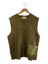 【中古】RRL◆ニットベスト(厚手)/XL/ウール/カーキ/ポケット素材別物【メンズウェア】