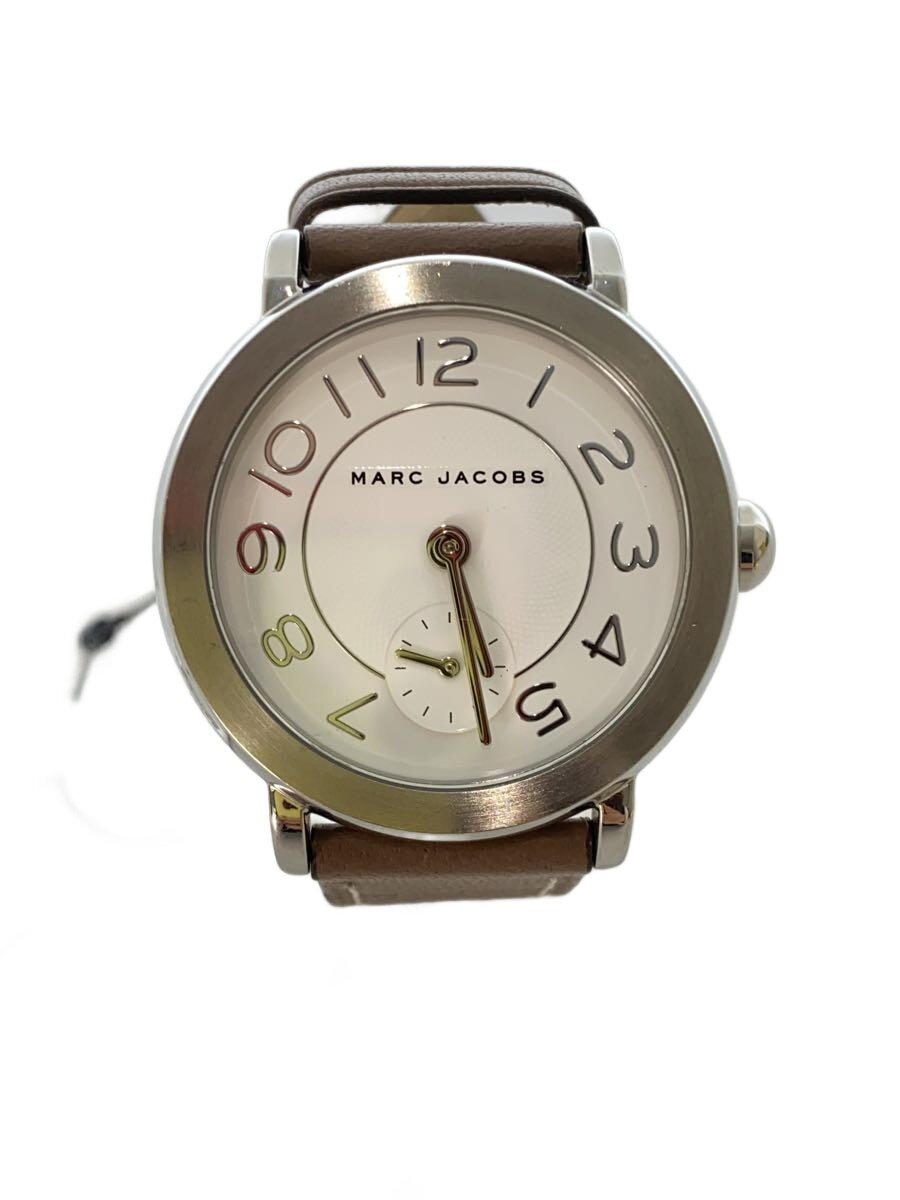 ORIS - 【中古】MARC JACOBS◆クォーツ腕時計/アナログ/レザー/WHT/BEG/MJ1468【服飾雑貨他】