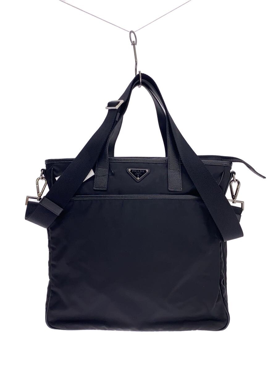 【中古】PRADA◆2WAY/ショルダー/三角ロゴ/メタルプレート/NERO/トートバッグ/ナイロン/BLK/2VG033【バッグ】
