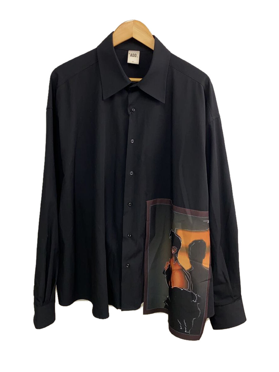 【中古】add◆長袖シャツ/2/--/BLK/プリント【メンズウェア】