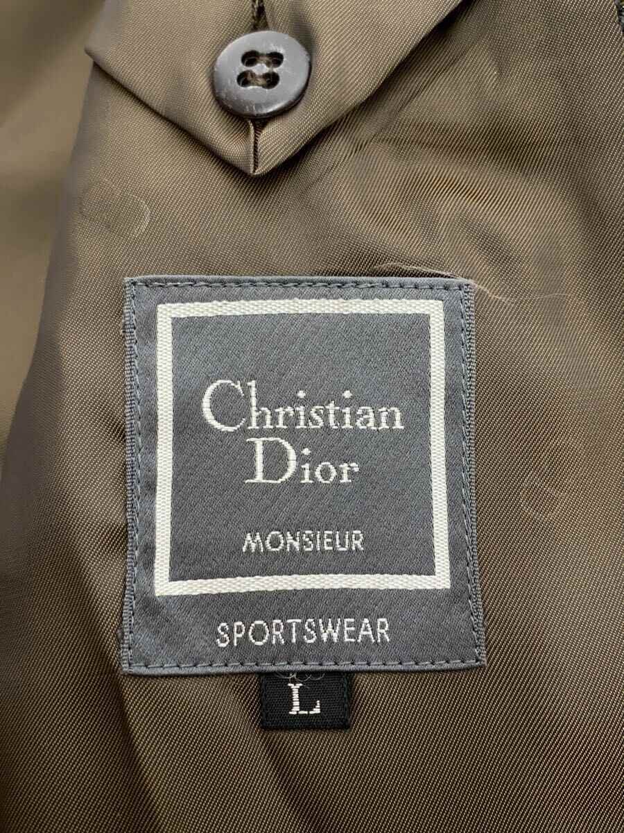 【中古】Christian Dior MONSIEUR◆ジャケット/L/ウール/BRW/チェック/DS-1306【メンズウェア】