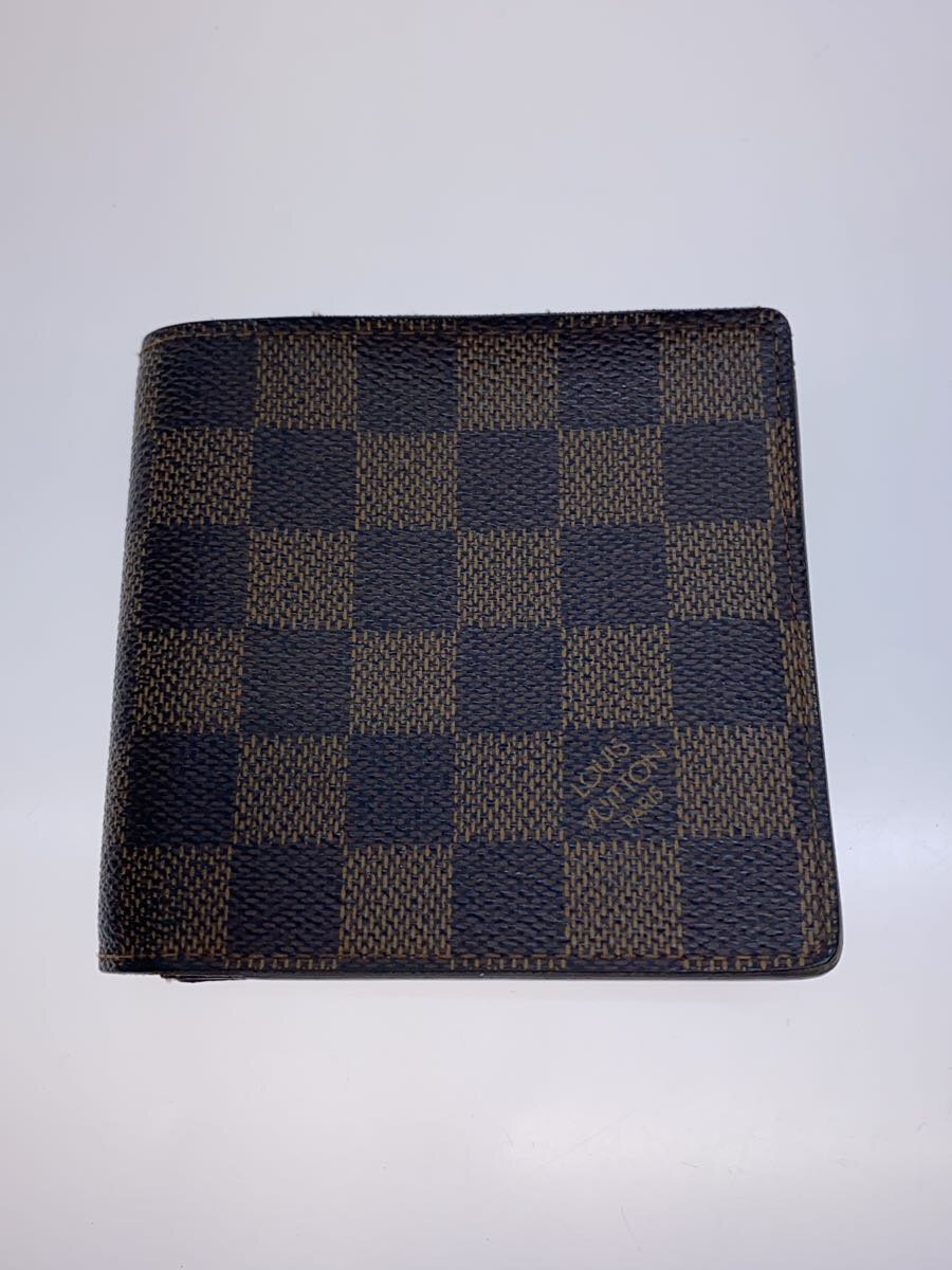 【中古】LOUIS VUITTON◆ポルト・フォイユ・マルコ_ダミエ・エベヌ_BRW/PVC/BRW/メンズ/N61675【服飾雑貨他】