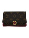 【中古】LOUIS VUITTON◆ポルト・フォイユ・フロール・コンパクト_モノグラム・キャンバス_BRW_フューシャ/PVC/BRW/レディース【服飾雑貨他】(4)