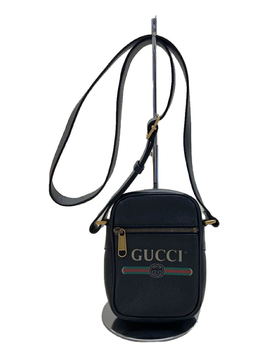 【中古】GUCCI◆ショルダーバッグ/レザー/BLK【バッグ】