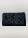 【中古】CHANEL◆フラップ長財布_カンボンライン_カーフスキン_ココマーク/牛革/BLK/レディース/A26717【服飾雑貨他】