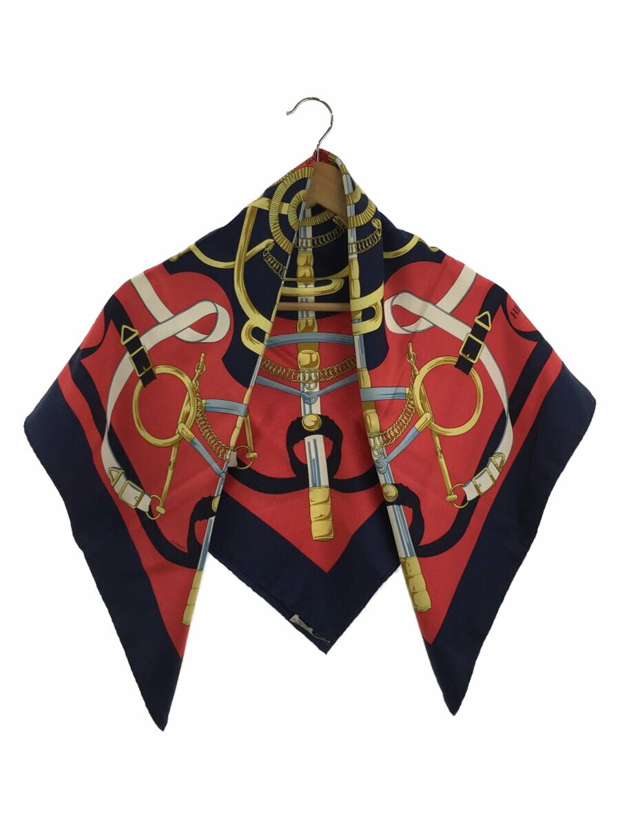 【中古】HERMES◆スカーフ/シルク/RED/レディース//【服飾雑貨他】