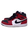 【中古】NIKE◆AIR JORDAN 1 MID/27.5cm/RED【シューズ】