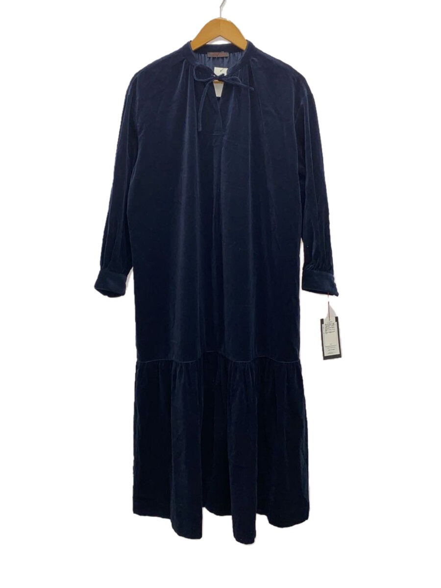 【中古】TOMORROWLAND◆キャラメルヴェルトティアードドレス/長袖ワンピース/36/ベロア/NVY/無地【レディースウェア】