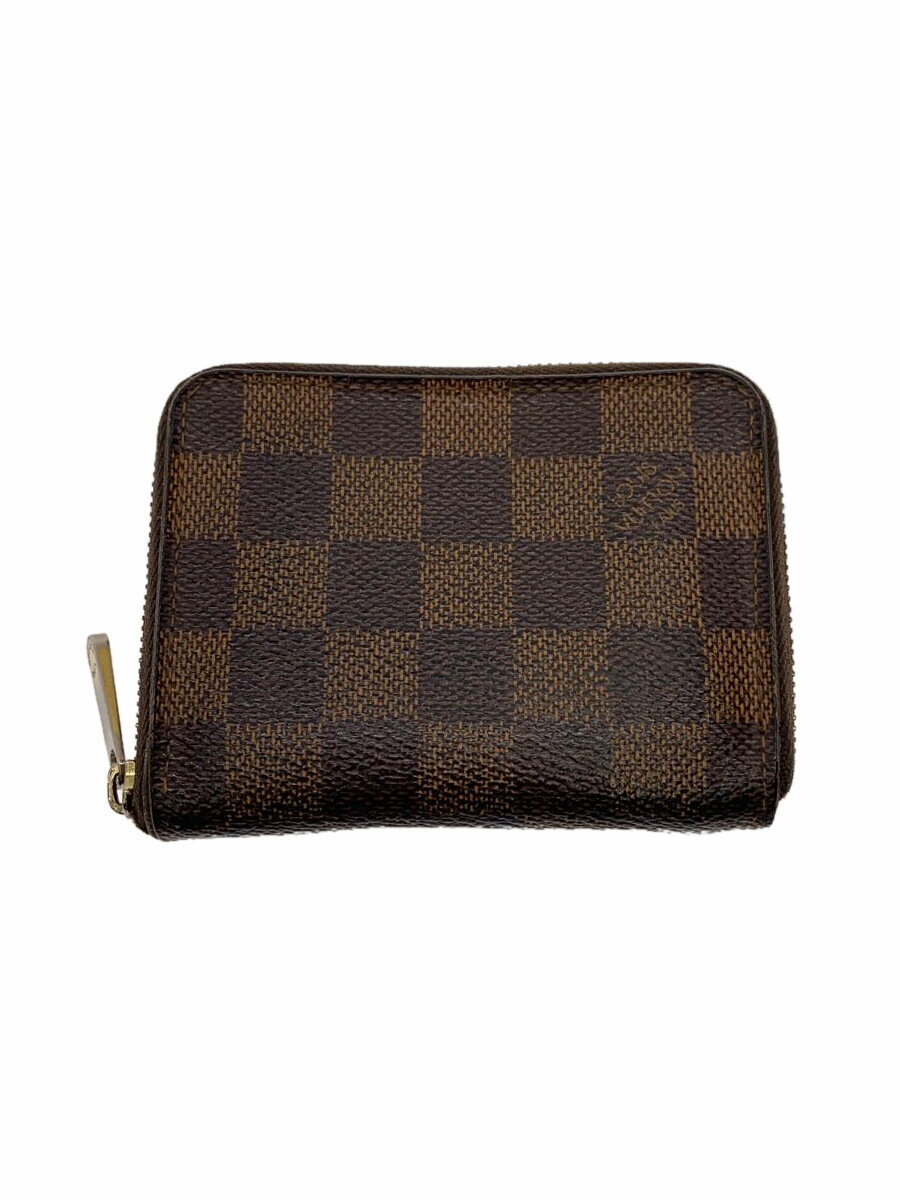 【中古】LOUIS VUITTON◆ジッピー・コインパース_ダミエ・エベヌ_BRW/PVC/BRW/チェック/メンズ【服飾雑貨他】