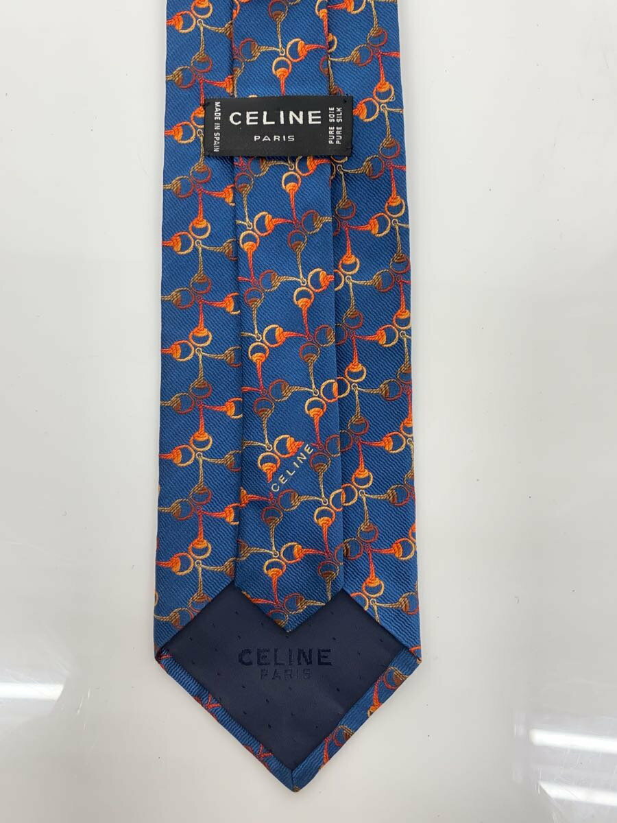 【中古】CELINE◆ネクタイ/シルク/NVY/総柄/メンズ【服飾雑貨他】