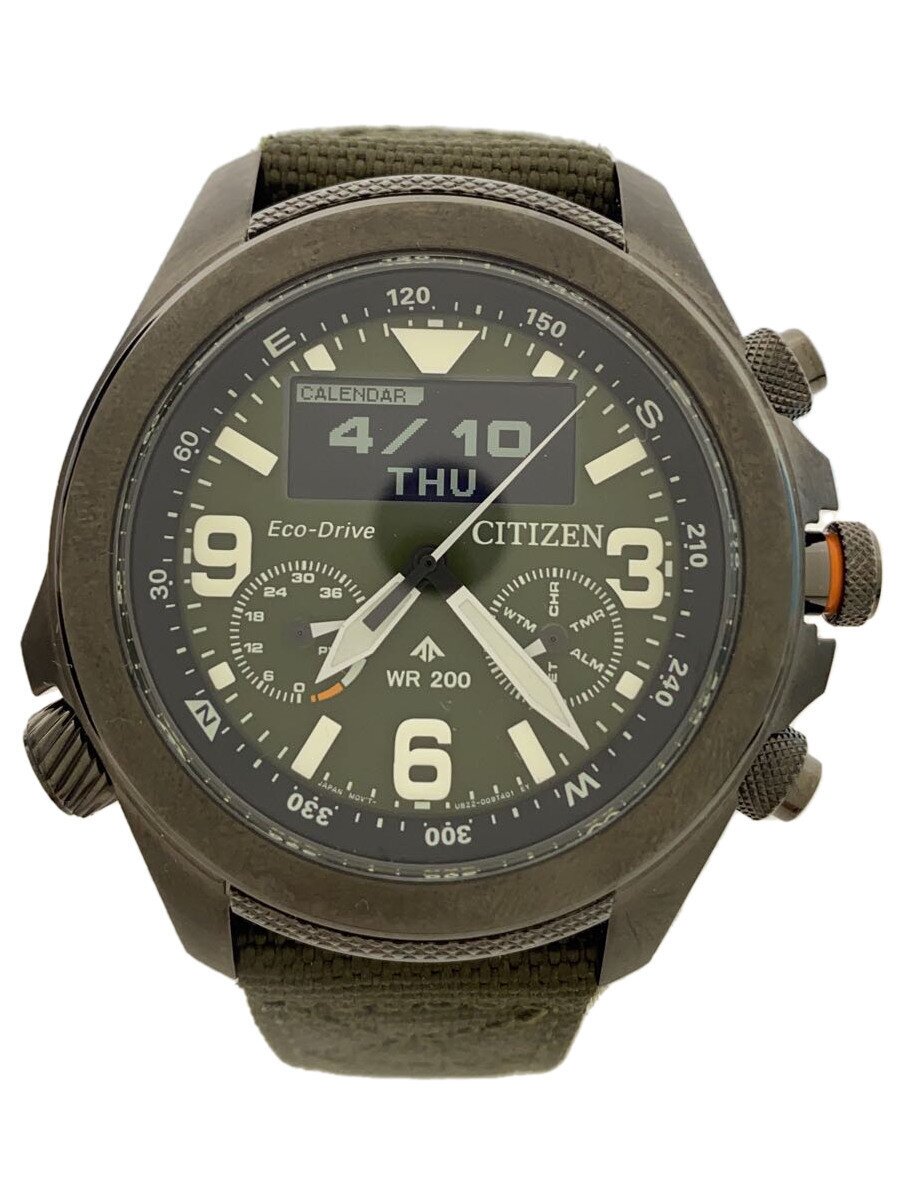 【中古】CITIZEN◆プロマスター ランド/ソーラー腕時計/デジアナ/GRN/GRN/U822-008MS04【服飾雑貨他】