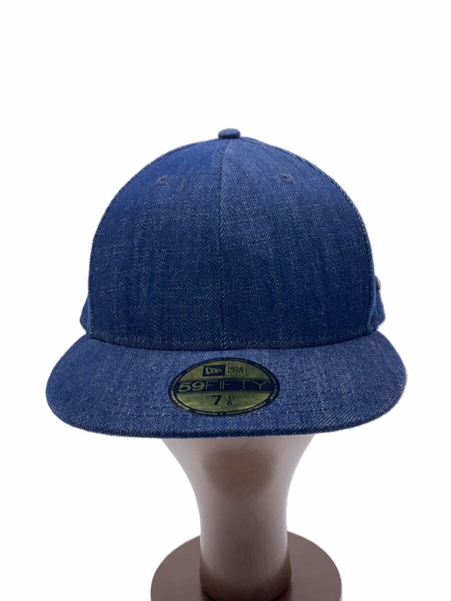 【中古】NEW ERA◆デニムキャップ/7 1/8/コットン/インディゴ/無地/メンズ【服飾雑貨他】