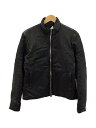 【中古】CHROME HEARTS◆パーフェクトレザー ダガージップ ダウンジャケット/ダウンジャケット/S/レザー/BLK/無地//【メンズウェア】