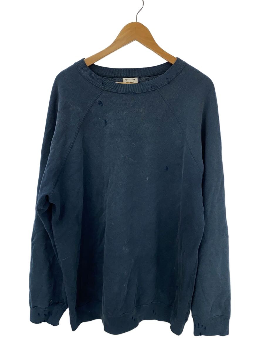 MAATEE&SONS◆スウェット/4/コットン/BLU/無地/MT4303-0801