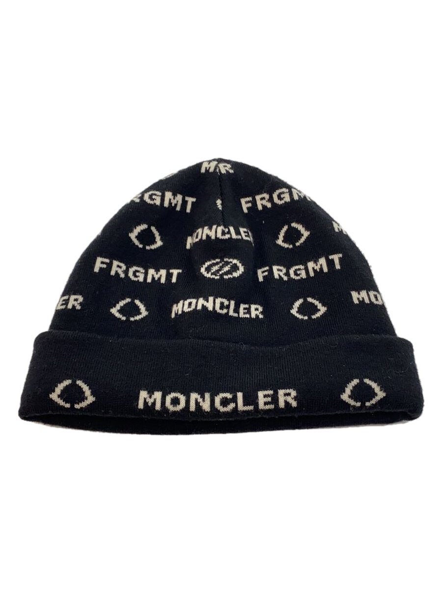 【中古】MONCLER◆ニットキャップ/FREE/ウール/BLK/総柄/メンズ/F209U9Z70200 A9489【服飾雑貨他】