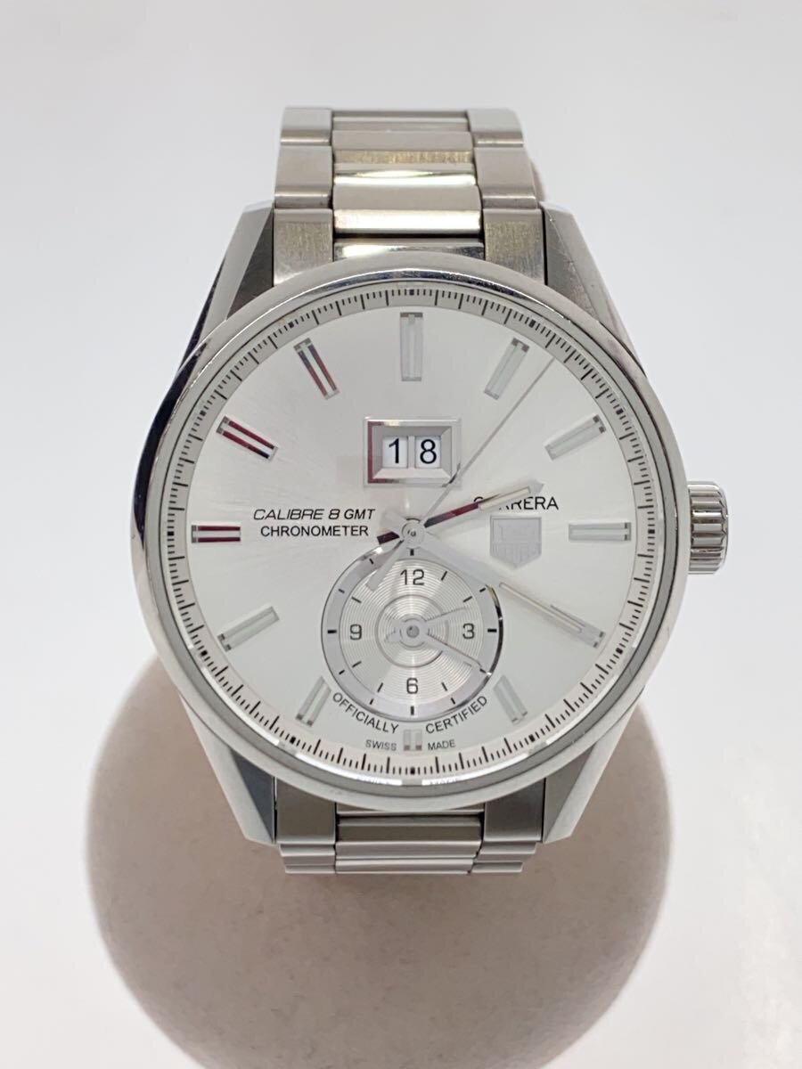 【中古】TAGHeuer◆カレラ_グランドデイトGMTキャリバー8_AT_SS_41mm/SLV/SLV/20241110日差-18【服飾雑貨他】