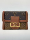 【中古】LOUIS VUITTON◆ポルト・フォイユ・ドーフィーヌ・コンパクト_モノグラム・リバース・キャンバス_BRW/PVC/BRW/レデ【服飾雑貨他】