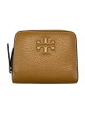 【中古】TORY BURCH◆THEA BIFOLD WALLET/2つ折り財布/レザー/キャメル/レディース【服飾雑貨他】