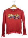 【中古】KENZO◆スウェット/XS/コットン/レッドフリル付き/フラワーモチーフ/ロゴ刺繍【レディースウェア】