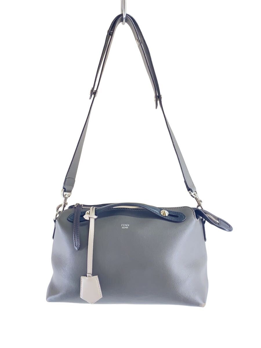 【中古】FENDI◆バイザウェイ/角スレ有/ショルダーバッグ/レザー/GRY【バッグ】